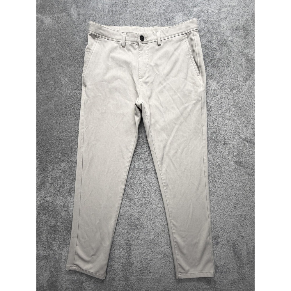 ZARA Pants Mens Measured 33x28 Beige Chino Slim Stretch Tapered Microfiber